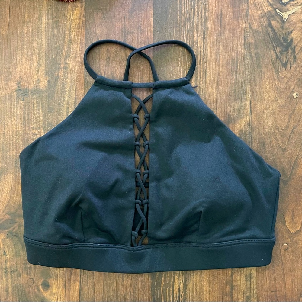ALO Yoga Black Lace-Up Sports Bra